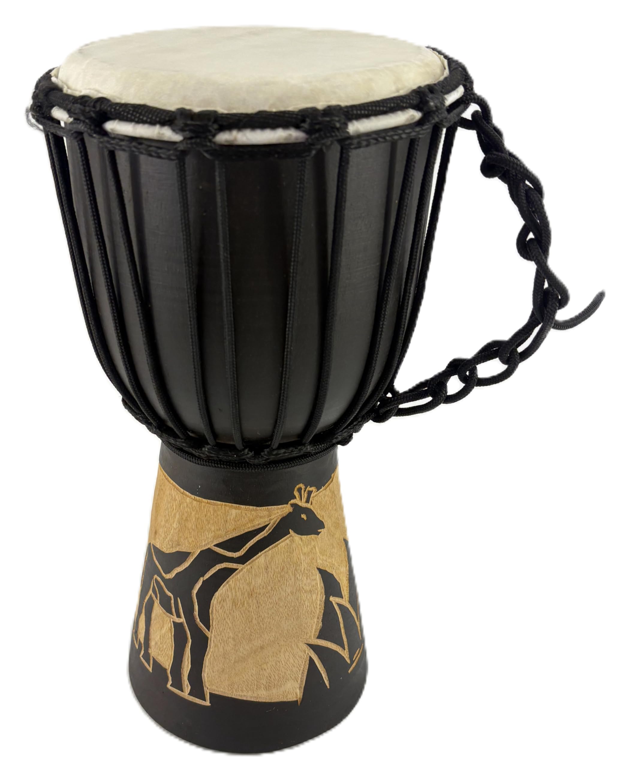 Djembe 30 Cm Per Bambini – Tamburo Africano In Legno Con Pelle Di Capra, Dipinto A Mano – Modello Giraffa M2