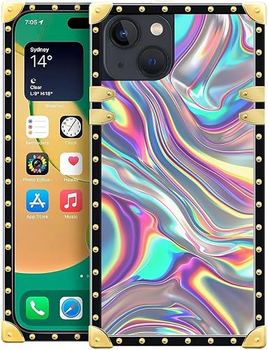 WANKBLC Compatible with iPhone 14 Case, Holographic Abstract Iridescent Textures