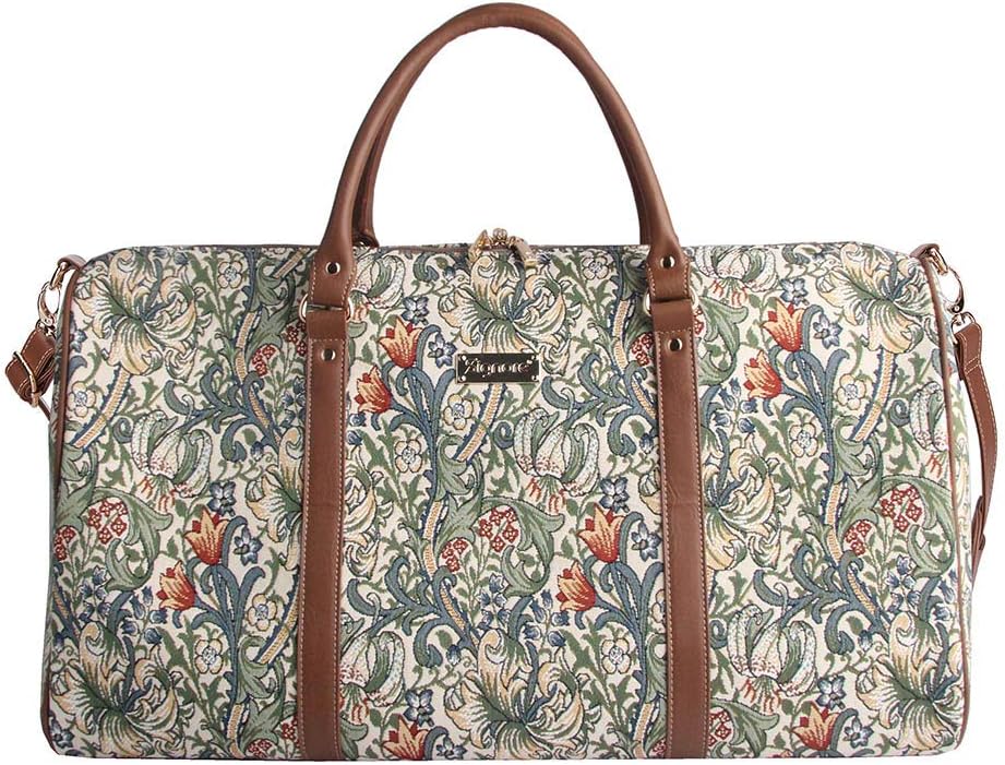 SignareTapestry Duffel Bag for Women โ Large Weekender Overnight Travel Bag with Garden Floral Design, Lightweight Carry-On Luggage, Durable Vintage-Inspired Tote for Holidays and Gym