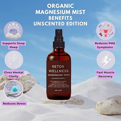 Miniatura 2 de Niebla de magnesio, sin perfume, espray de aceite de magnesio puro para calmar la rutina nocturna, spray para cuerpo y pies que refresca la piel