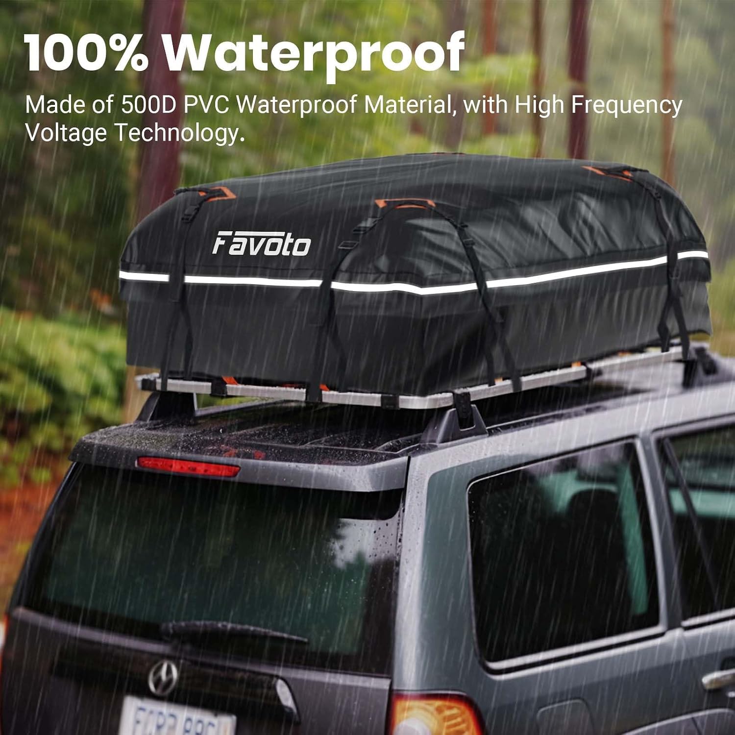 Waterproof feature of the roof bag in rain