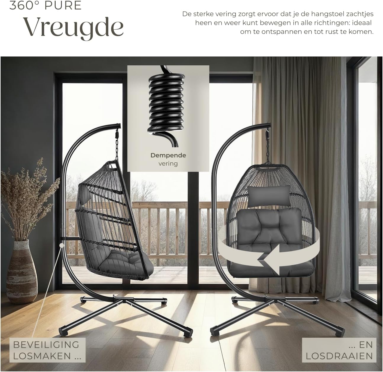 Protective cover placed over the tectake Ariane Hanging Egg Chair.