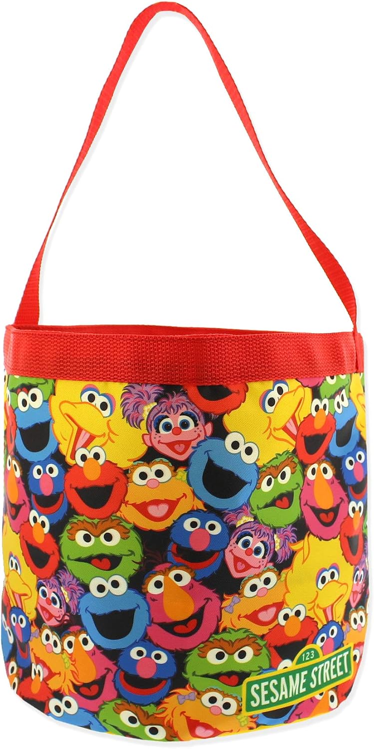 Sesame Street Elmo Boys Girls Collapsible Nylon Gift Basket Bucket Tote Bag