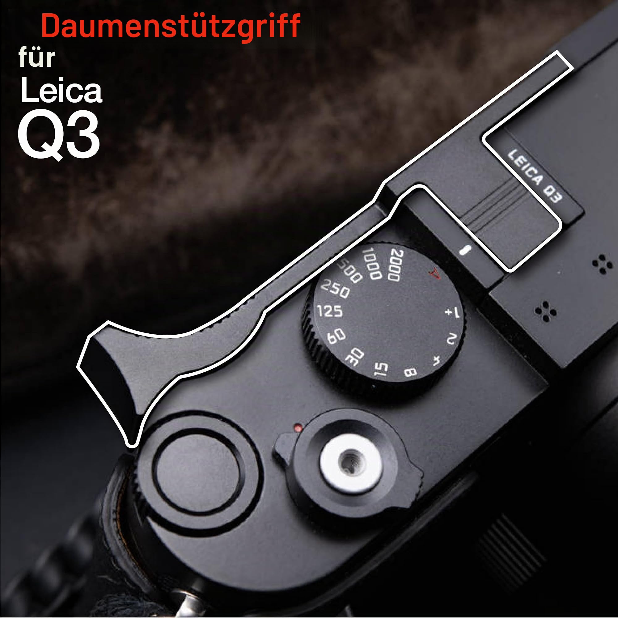 Daumengriff für Leica Q3 Kamera, Daumenstütze aus Aluminium, Rutschfester Handgriff mit Schutzfolie