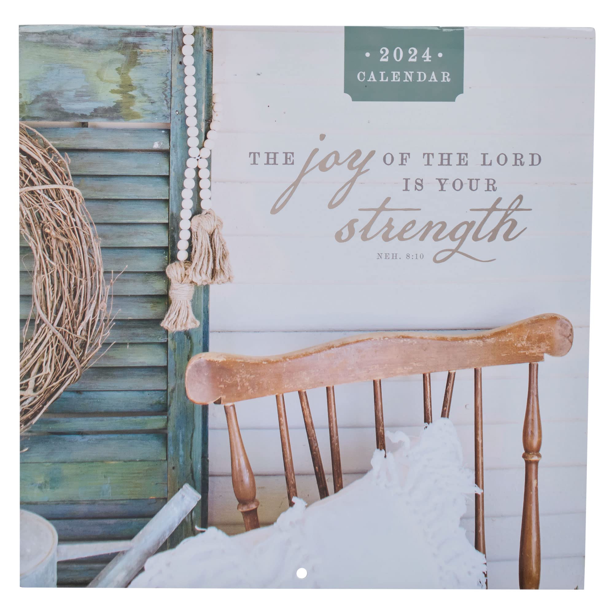 Christian Art Gifts Inspirational 2024 Large Wall Calendar - Joy of the Lord - Nehemiah 8:10 Bible Verse for Office, Home, School