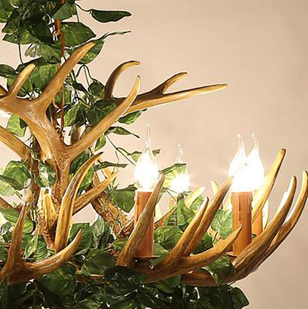 Sala Da Pranzo Decorazione Music Bar Soggiorno Camera,E14 Pianta Antler Resina Lampadario Illuminazione,Creatività Personalità Stile Industriale Retro Durante l'Illuminazione-Pianta verde 4 testa