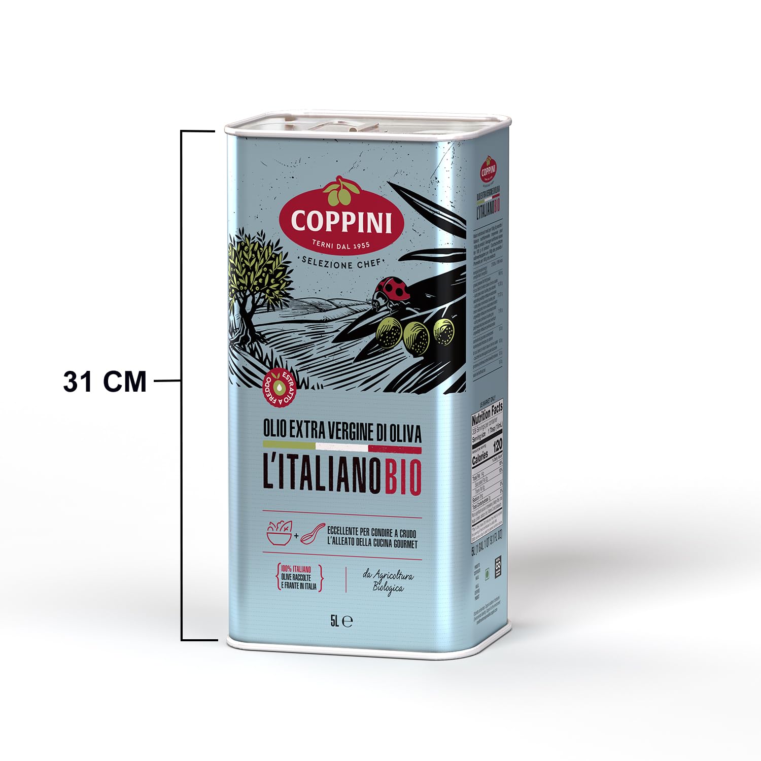 COPPINI TERNI Olio Extra vergine di Oliva Coppini Biologico Italiano - 5 L