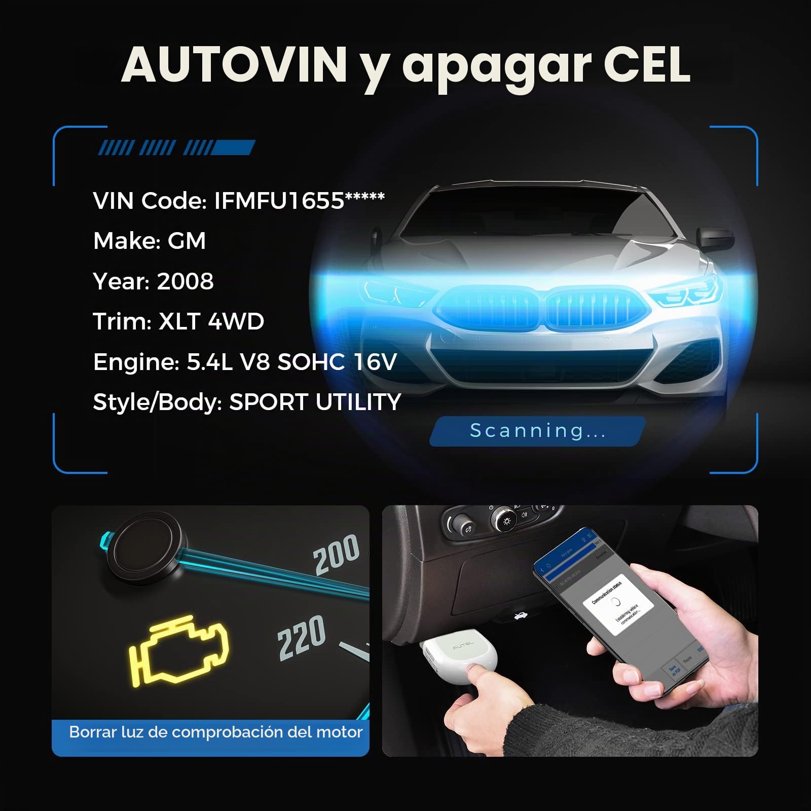 Autel MaxiAP AP200 OBD2 Adaptador de Escáner con Todos los Diagnósticos de Sistema, 19 Funciones Especiales y AutoVIN, IMMO Servicio, Reset/EPB/BMS/SAS/TPMS/FAP(Versión Bluetooth de MaxiCom MK808)
