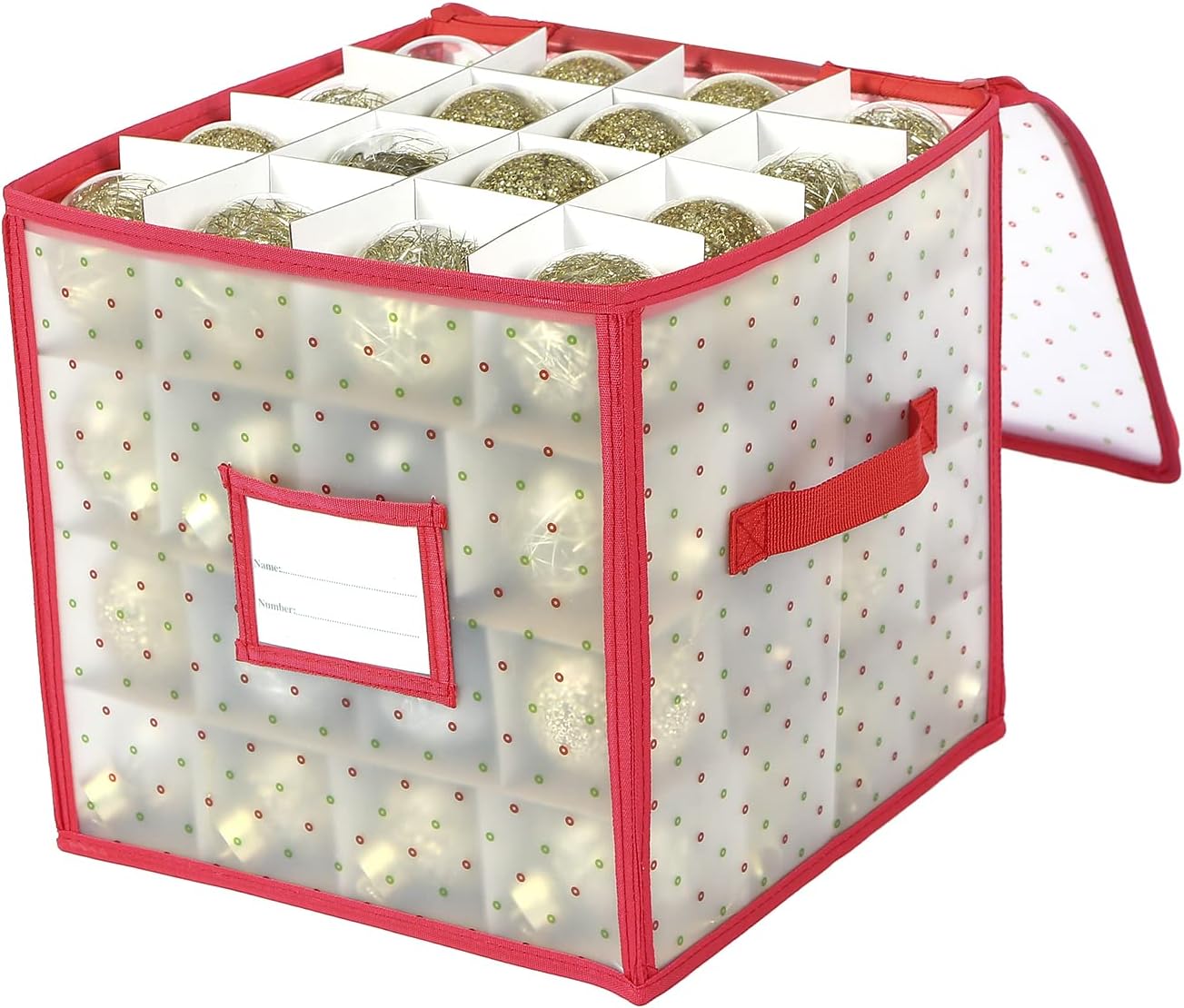 Sattiyrch Plastic Christmas Ornament Storage Box with Trays,Customizable Dividers,Dust-Proof Durable Ornament Organizer Holder,Christmas Storage Containers,Holds 64 x 3 inch Ornaments