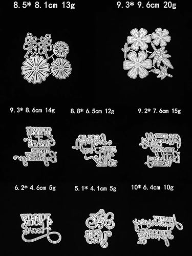 Miniatura 2 de JIHFOHHA - 17 piezas de troqueles de palabras para hacer tarjetas, troqueladas de metal, feliz corte, deseo, palabras en inglés, troqueladas para