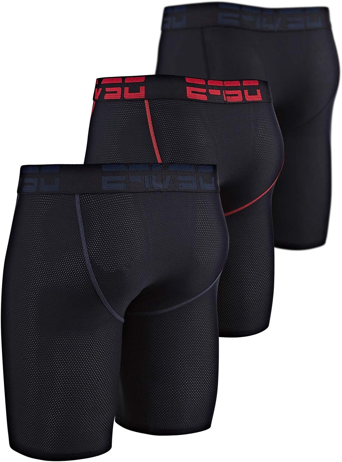 DEVOPS Men's Perfomance Cool Dry Mesh Underwear Boxer Trunk 6-inch Brief (3 Pack) - Image 4