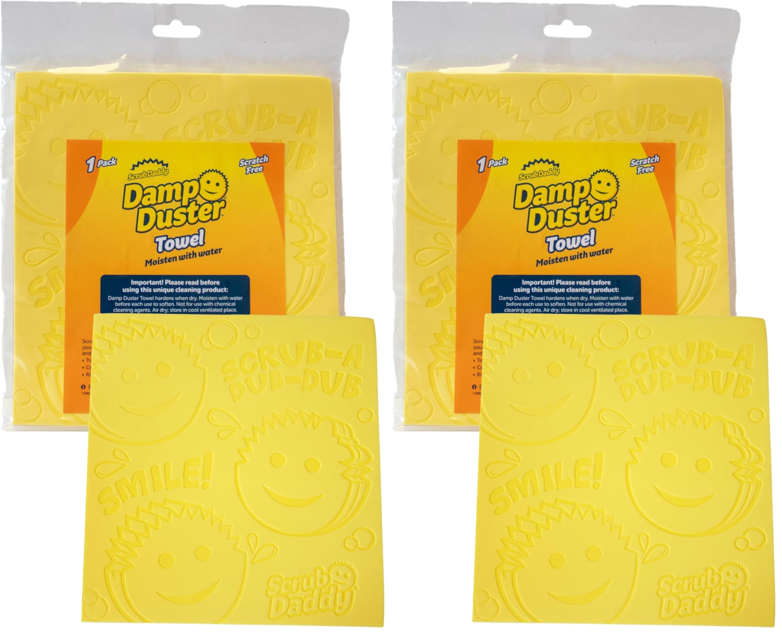 Scrub Daddy Damp Duster Handtüch, Staubwedel waschbar mit Rillen, Putzutensilien Haushalt für Holzjalousien, Heizkörper und Spiegel, Spinnenwebenentferner, Putzschwamm Antistatisch, Gelb Handtüch