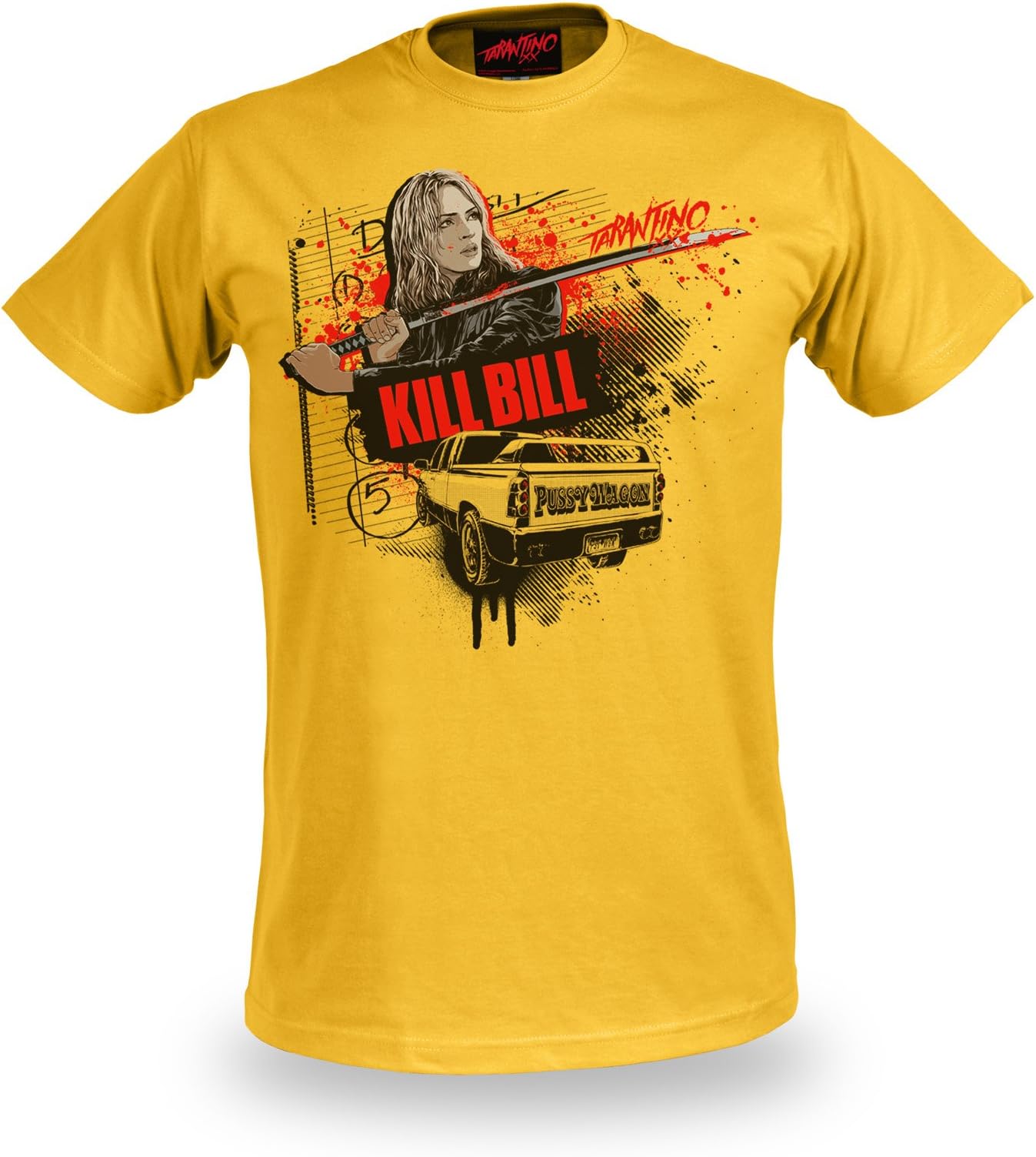 Tarantino XX - Kill Bill T-Shirt - The Bride and Her Pussy Wagon - Yellow - L