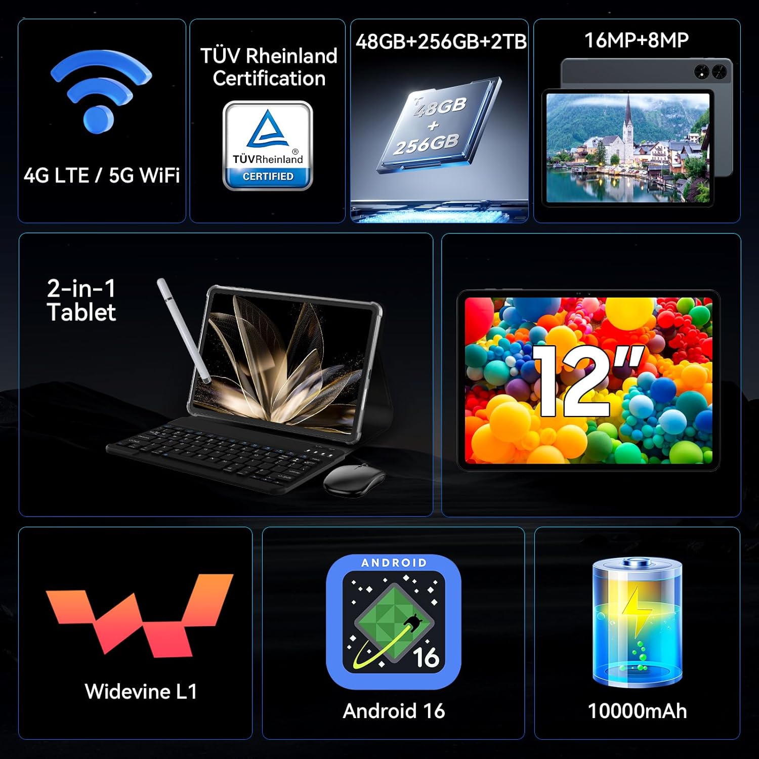 TABWEE T60 tablet dual camera system.