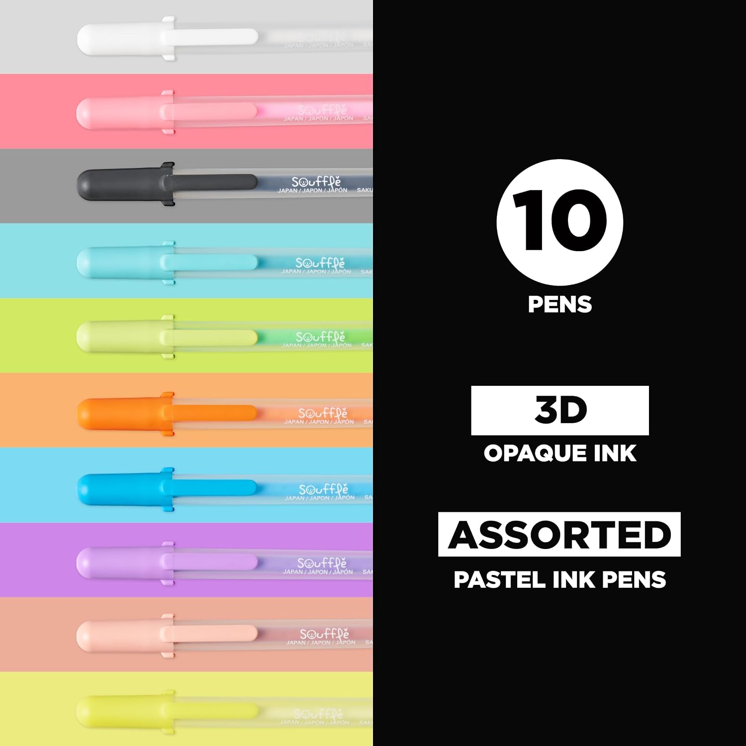 SAKURA Souffle Pastel Color 3-Dimensional Opaque Ink Pens, 10 Pen Set 58350