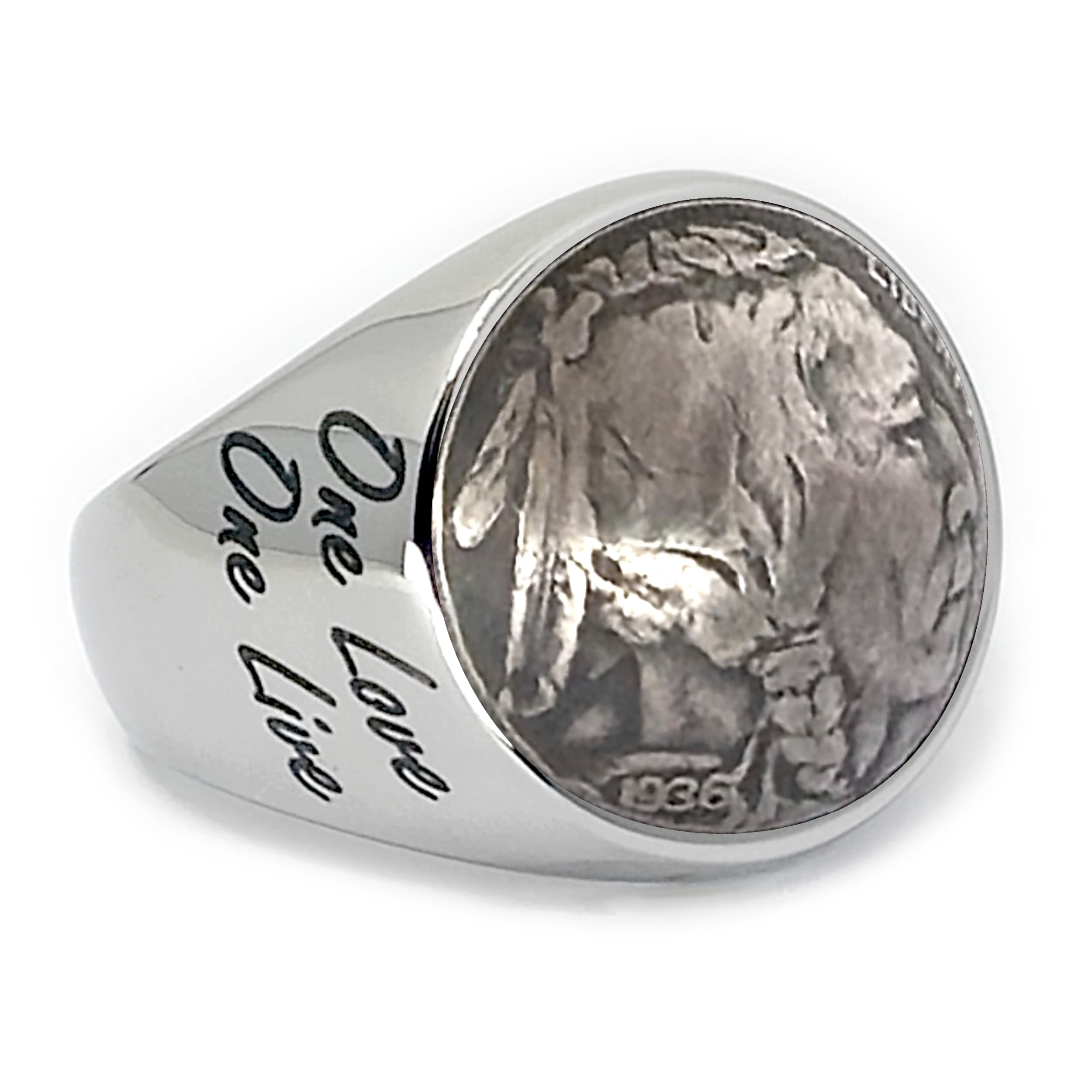 Siegelring Münzring USA 5 Cent Buffalo Nickel 1913-1938 Herren Edelstahl