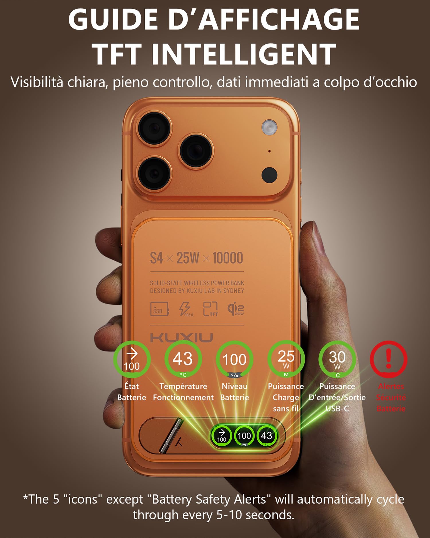 KU XIU S4 Qi2.2 25W Batterie Externe Magnétique Solid-State 10000mAh Slim