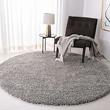 VASAC Luxury Shaggy Round Carpet 2x2 Feet Grey – Soft Fluffy Anti-Skid Washable Plush Rug, Modern Decorative Thick Floor Mat for Bedroom, Living Room, Kids Playroom, Study Room & Sofa Area