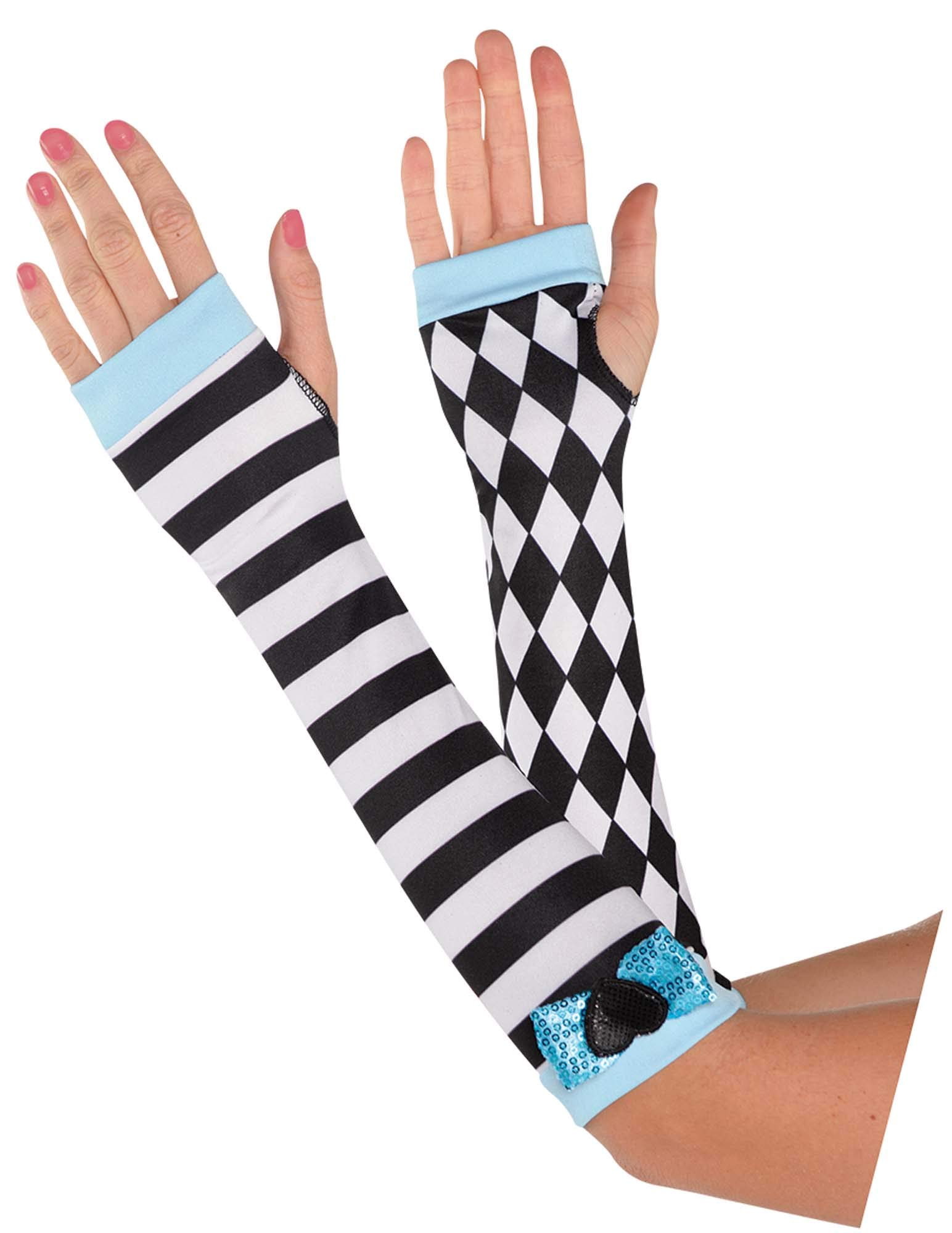 amscan Calentadores de Brazos Blancos 1 par, Azul, Negro, Talla única para Mujer
