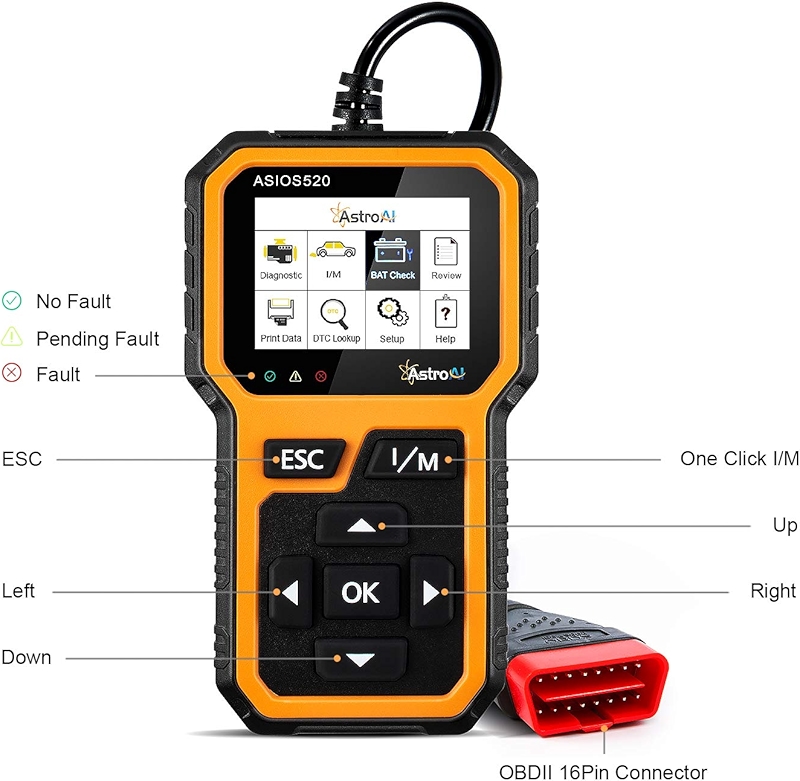 AstroAI OBD2 ASIOS520 Escáner Automotriz Professional, Lector de Códigos Universal