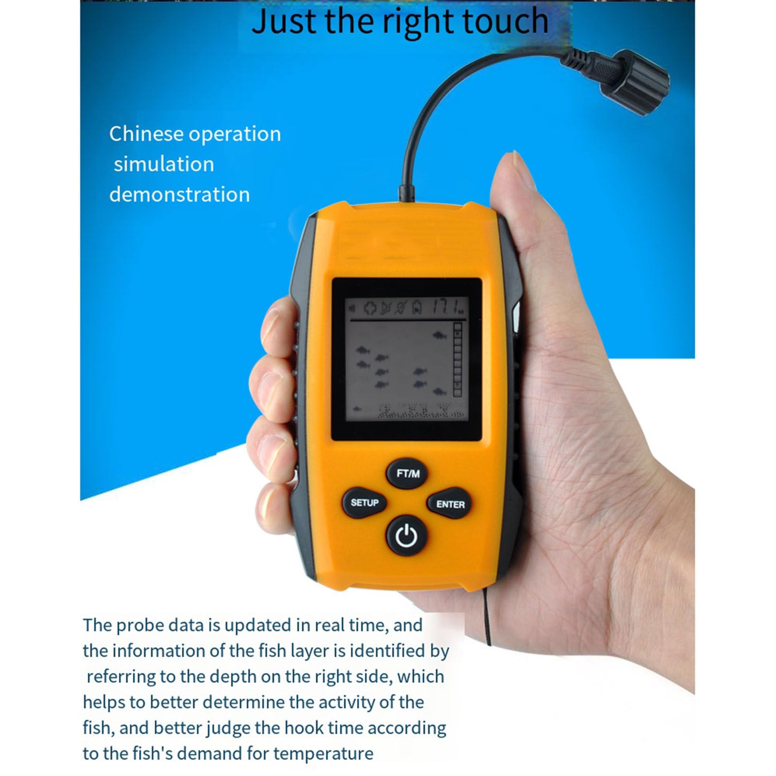 Sonar con cable, alarma de pesca, buscador de peces, sonda de profundidad subacuática, Detector de pesca, buscador de peces portátil, fácil de instalar