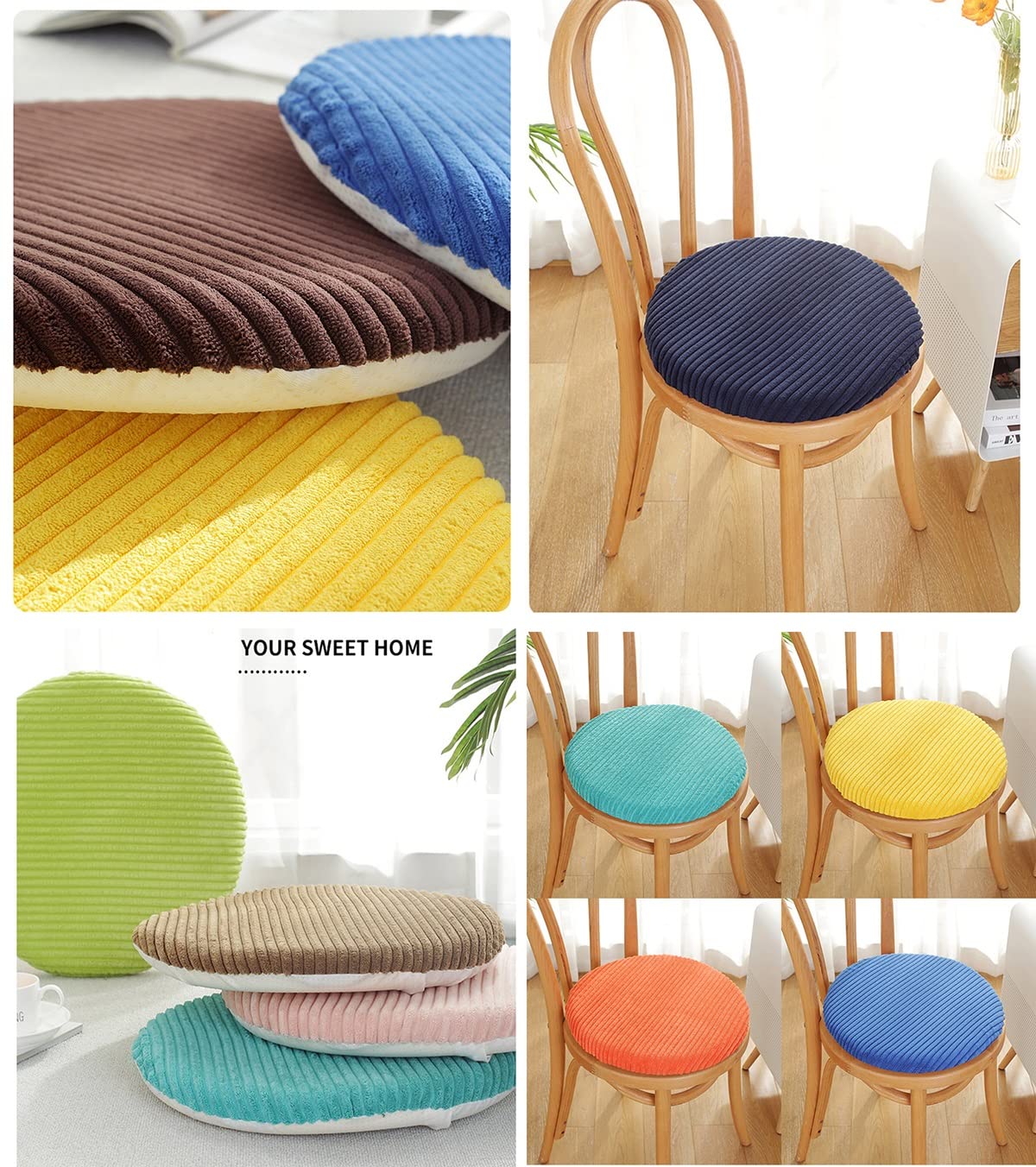 Asiento redondo de espuma viscoelástica antideslizante, almohadilla extraíble para cocina, comedor, oficina y asientos de coche (45 cm), soporte definitivo para aliviar el dolor y sentarse