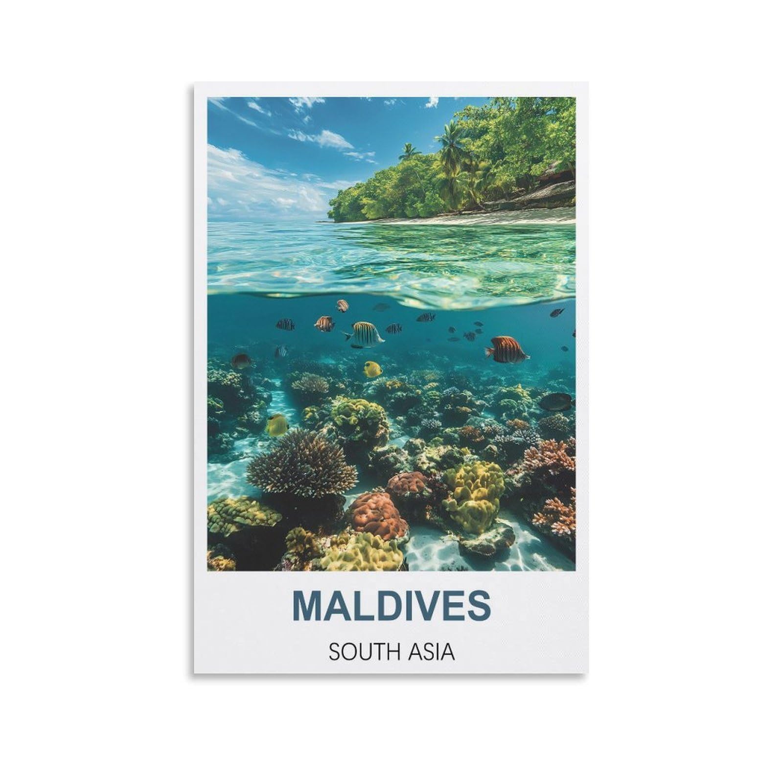 FJIWECWSQ Maldives South Asia Vintage Travel Poster 08x12inch(20x30cm) Canvas Wall Art Painting Prints