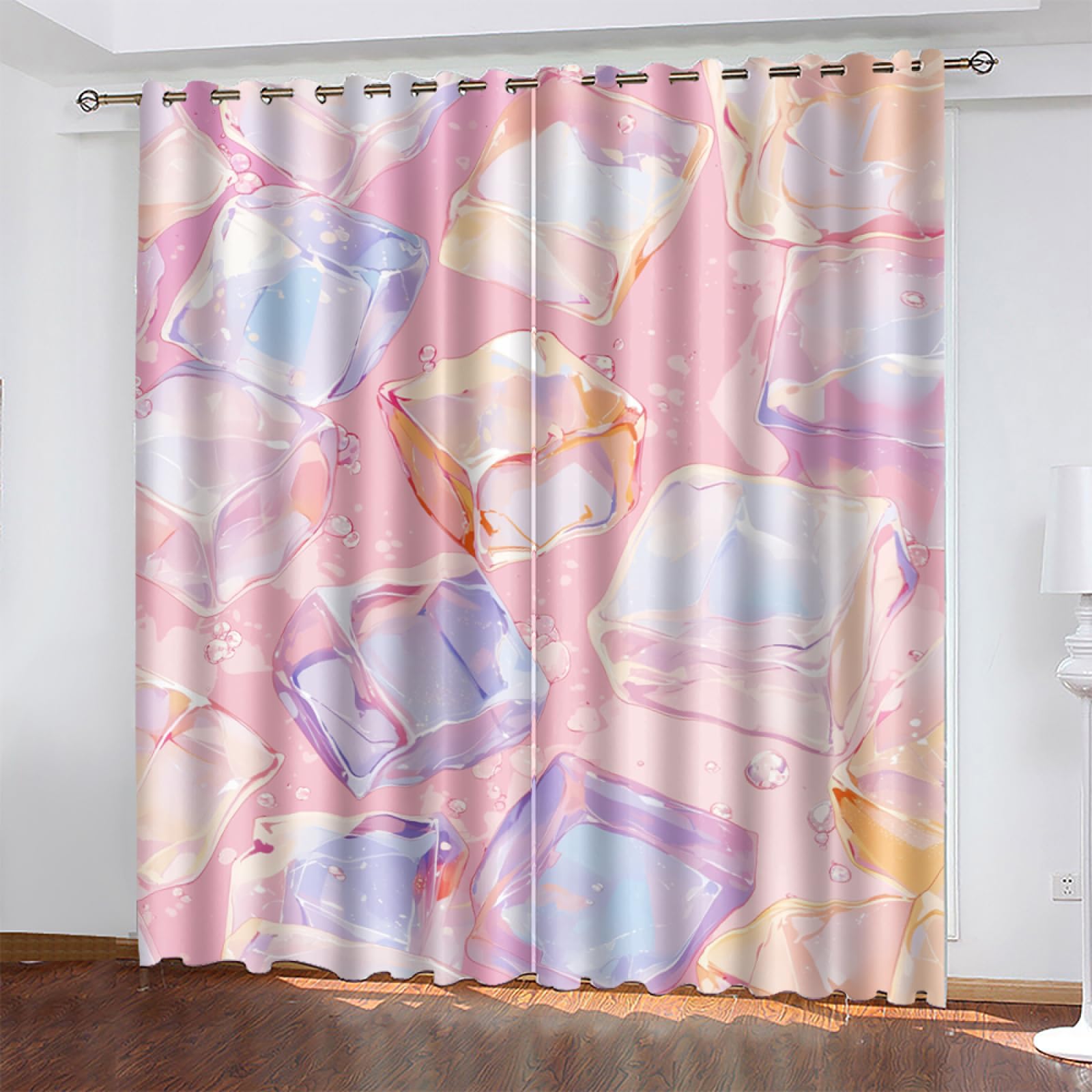 Wazylphin Blackout Eyelet Curtains Pink Orange Thermal Blackout Curtains for Bedroom Living Room Black Out Curtain Reduce Noise Eyelet Curtins Durable Polyester Thick Window Curtain 2x75x166cm