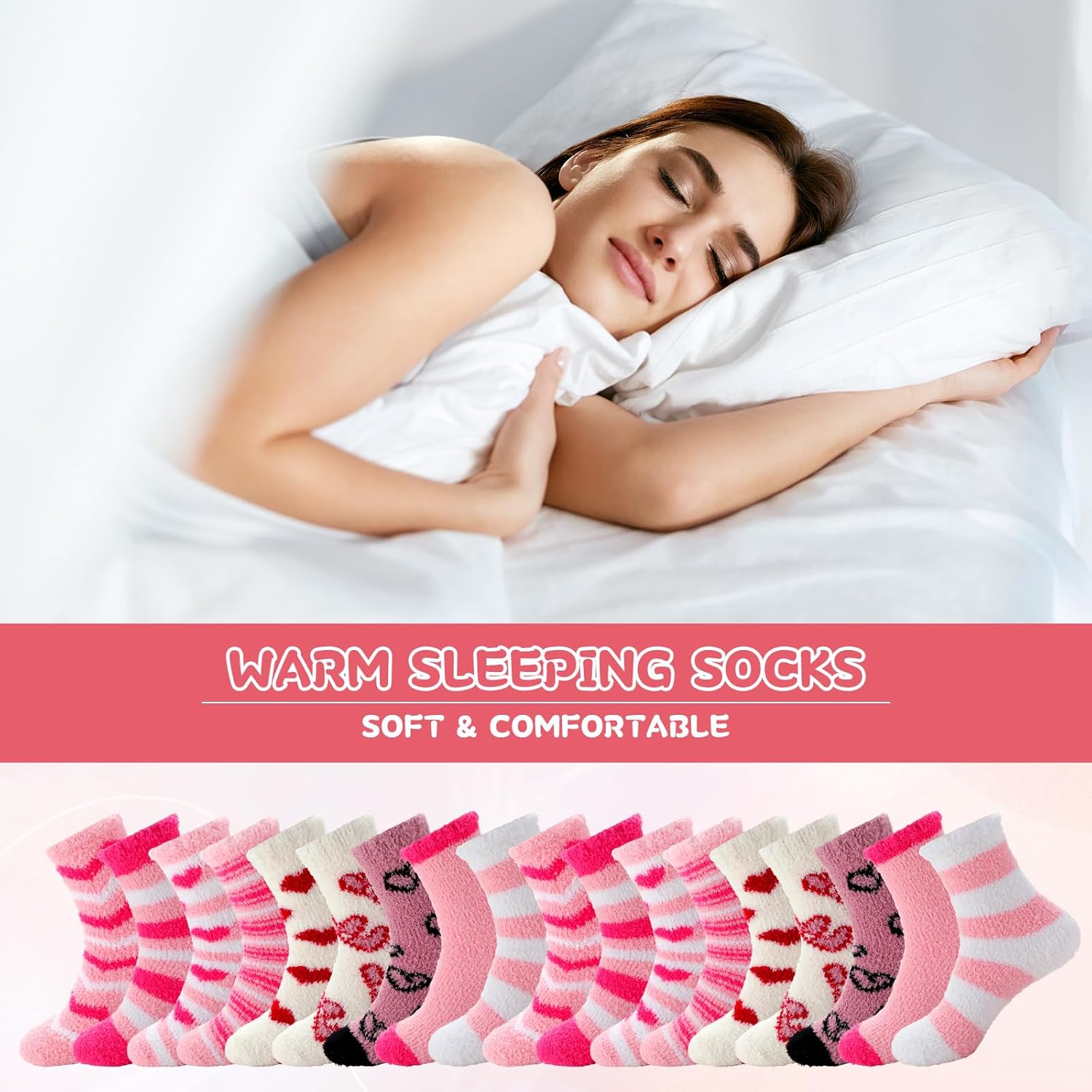 Cutecrop 36 Pairs Valentine's Day Socks Womens Fuzzy Socks Soft Cozy Fluffy Slipper Socks Galentines Day Party Favors