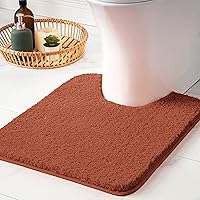 Vista 14 de MIULEE Alfombras de baño naranjas en forma de U, de microfibra suave y absorbente, antideslizantes, de secado rápido, esponjosas, para base