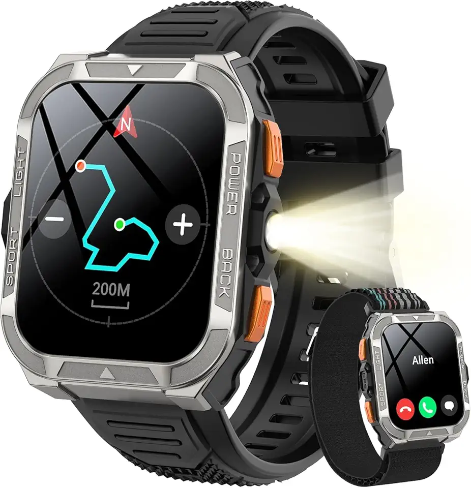 Smartwatch Masculino com GPS e Bússola | Chamadas Bluetooth, +100 Modos, Tela HD 1.91” | Bateria de Longa Duração | Compatível iPhone e Android