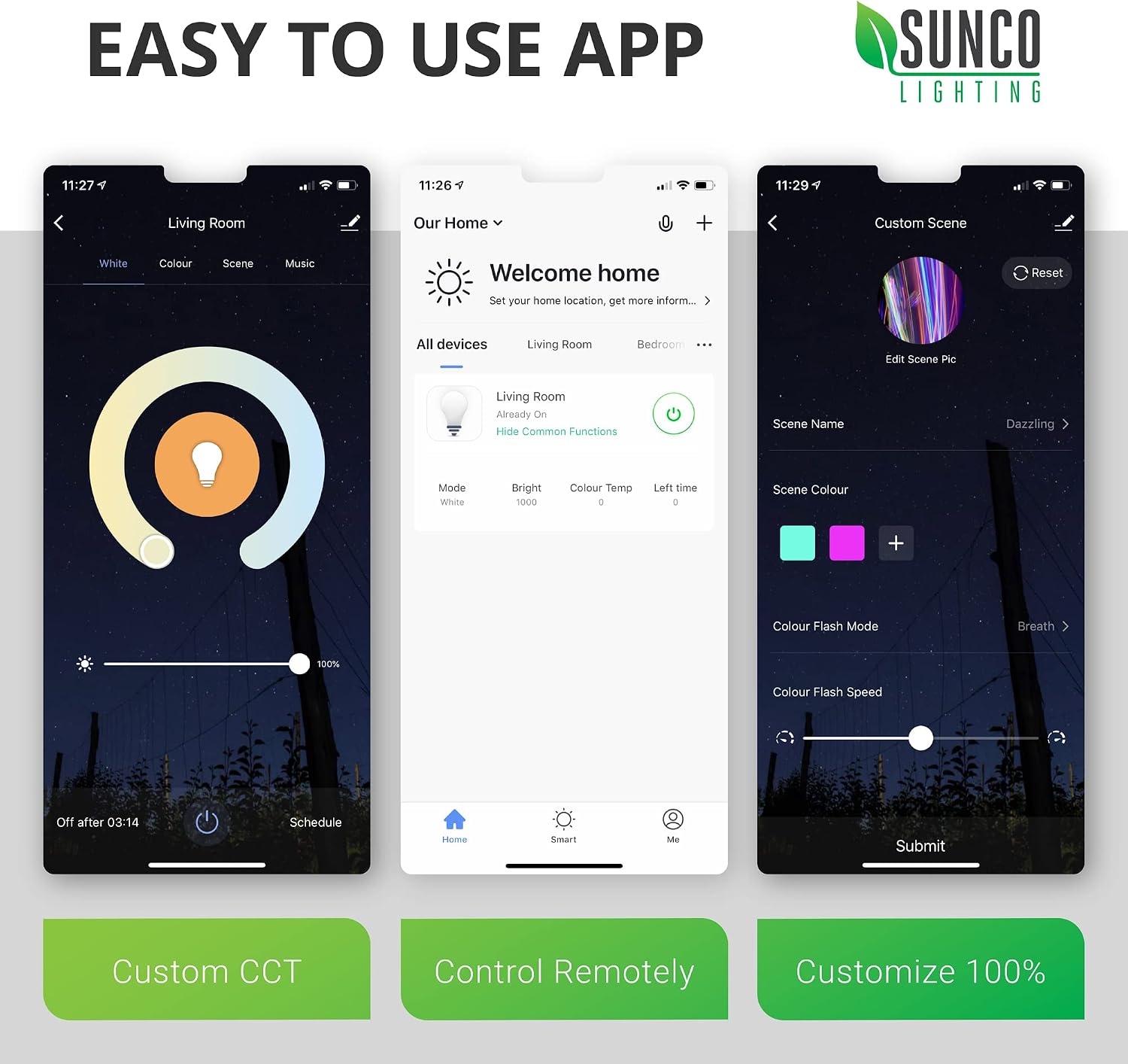 Sunco 2 Pack Smart WiFi Bulbs Alexa A19 Dimmable Smart LED, Color Changing RGB, 6W, 480 LM, E26 Base, Multicolored, Compatible with Amazon Alexa & Google Assistant, Tunable White