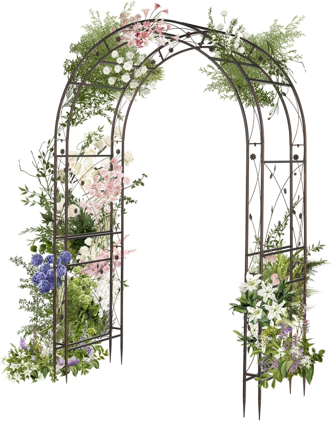 VINGLI Garden Arbor, Arch for Wedding Ceremony Party, Christmas Garden Decor Steel Garden Trellis for Plant Climbing, Pergola for Garden, Backyard, Lawn (Arch Top, Bronze)