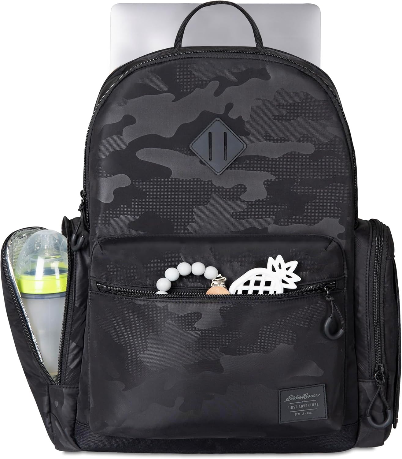 NoJo Eddie Bauer Camo Backpack Diaper Bag - Black & Gray
