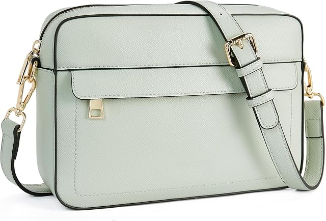 Small Leather Crossbody Camera Bag for Women Adjustable Wide Strap Shoulder Purse