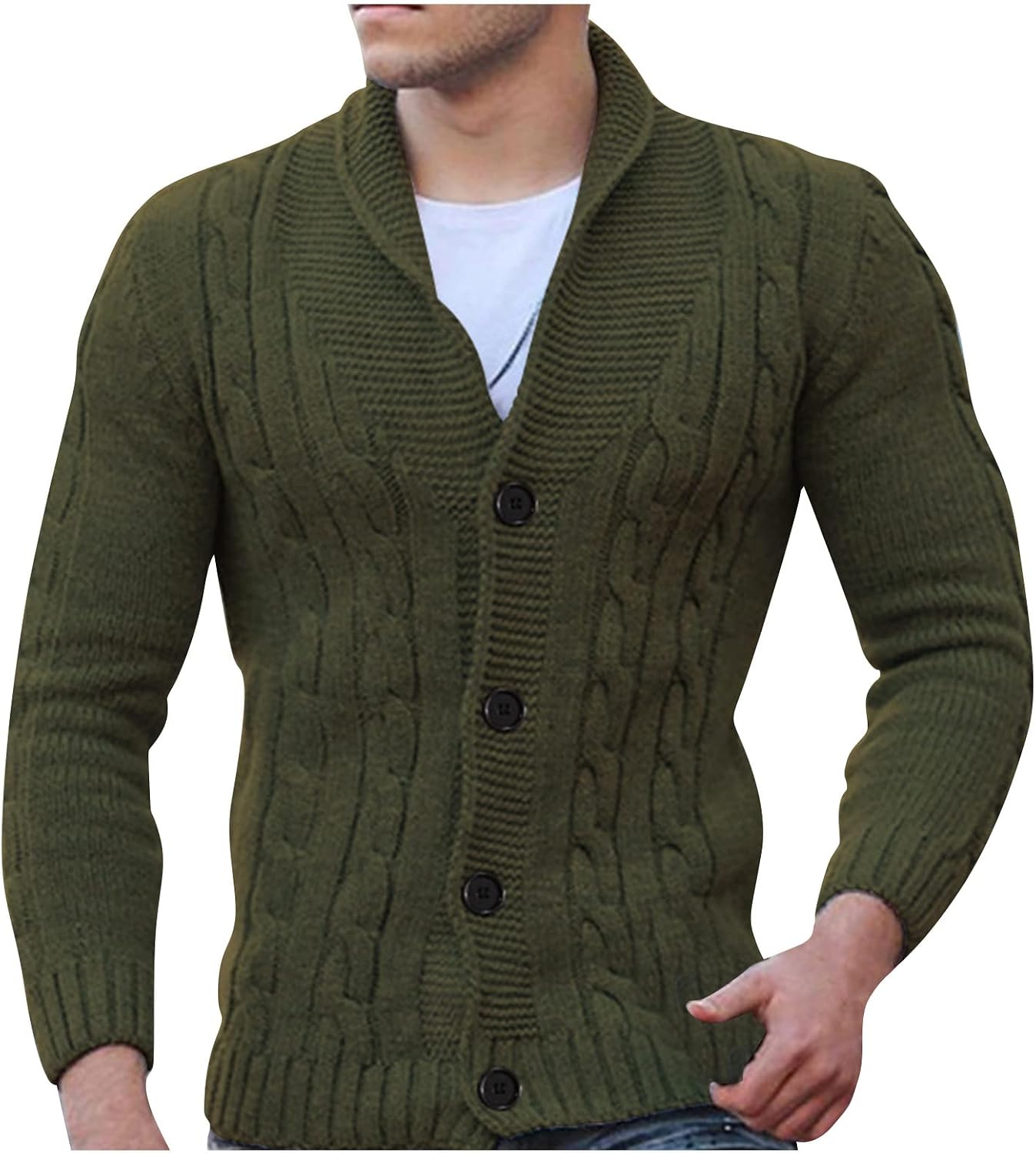 Sweaters Men's Cardigan Casual Shawl Long Sleeve Solid Button Knitting Sweater