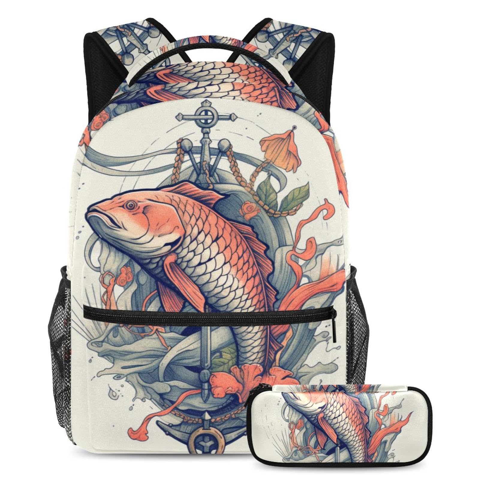 Sac à dos Carp 17 avec trousse rouge style chinois vintage grand format
