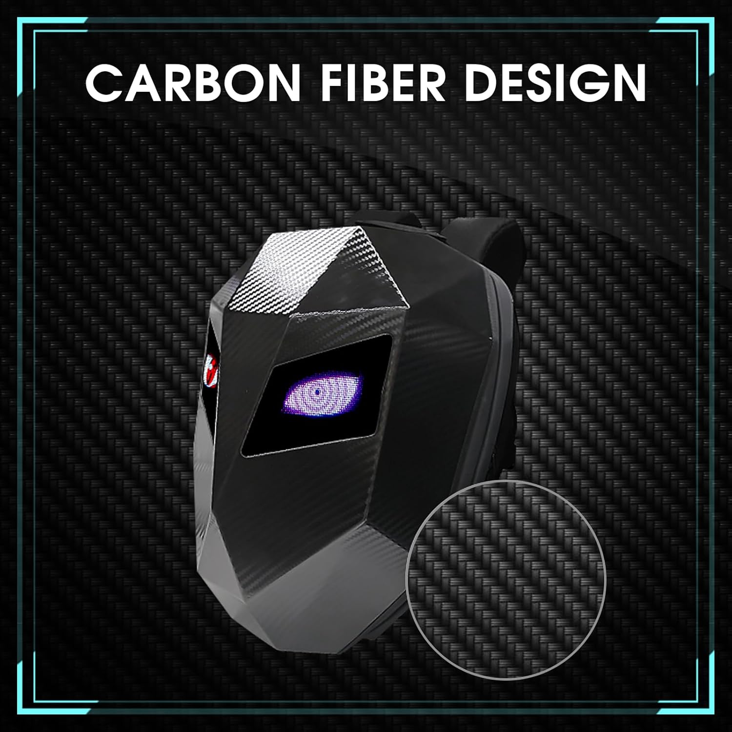 Carbon Fiber Motorcycle LED Knight Backpack with Full-color screen, Laptop Backpack, DIY programming Backpack, Riding Backpack for Store Helmet, Waterproof Luggage Bag for Travelling Camping