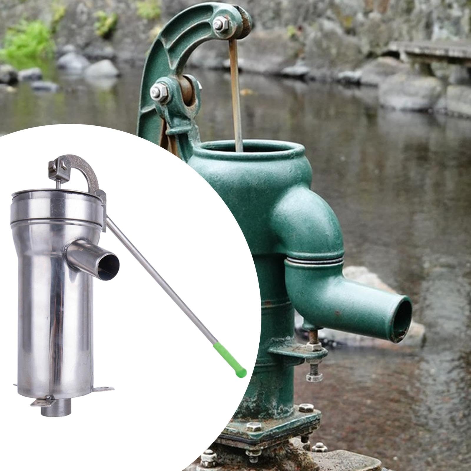 Pompe à Eau Manuelle pour Puits, Puits Manuel Pompe En Acier Inoxydable pour 10m de Puits de Profondeur Pompe D'aspiration avec Poignée Ergonomique Les étangs En Eau, pour Extérieur, Maison, Jardin