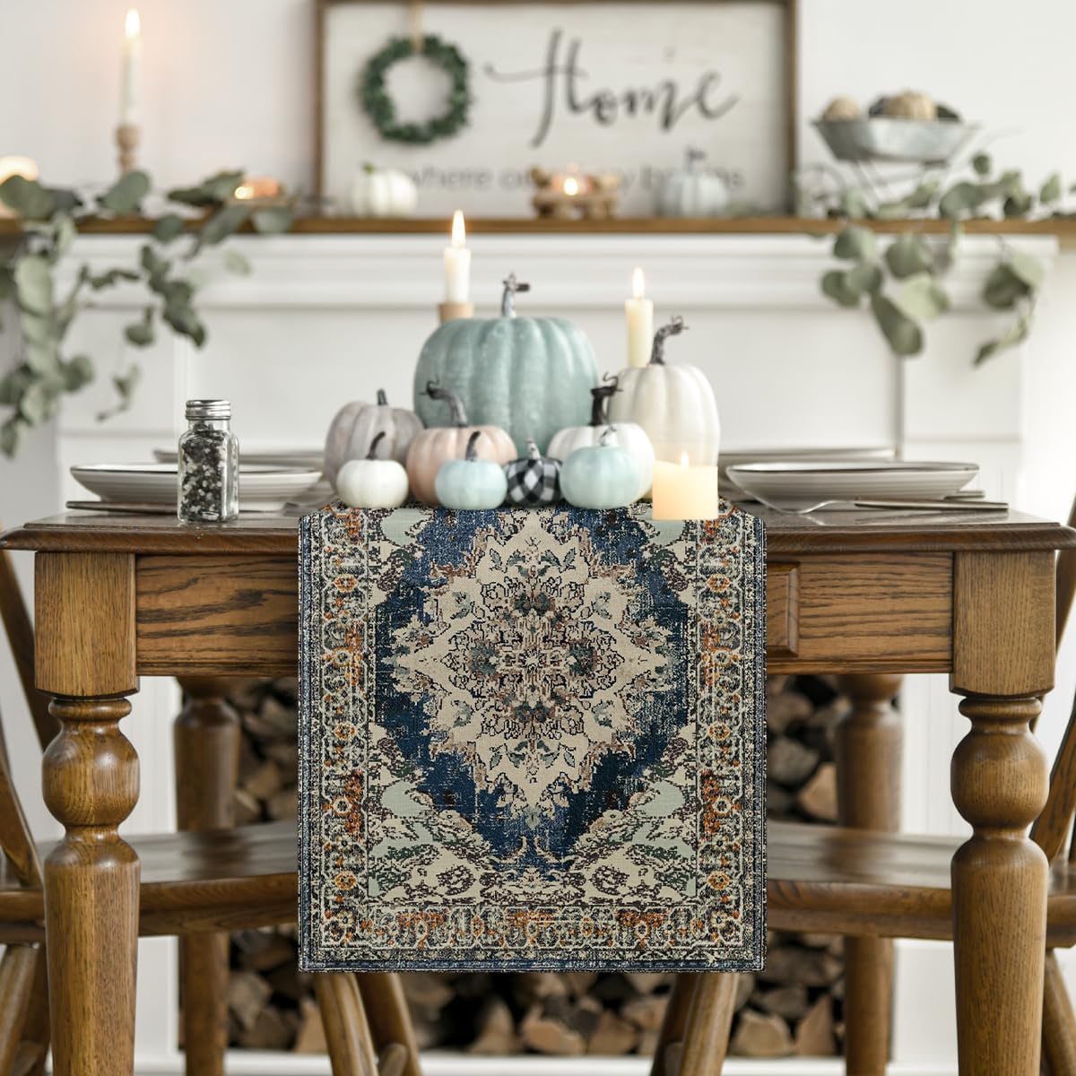 Boho Bohemia Style Gray Table Runner, Country Rustic Farmhouse Magical Fall Kitchen Dining Table Decoration for Home Party Decor 13x72 Inch 2026 - view 1