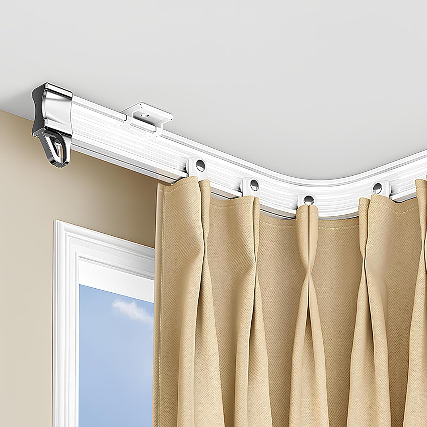 Ceiling/Wall Mount Flexible Curtain Rail Track for Room Divider, Bay Window, Oval Shower, Bathroom Window, RV Rail, Shower Corner