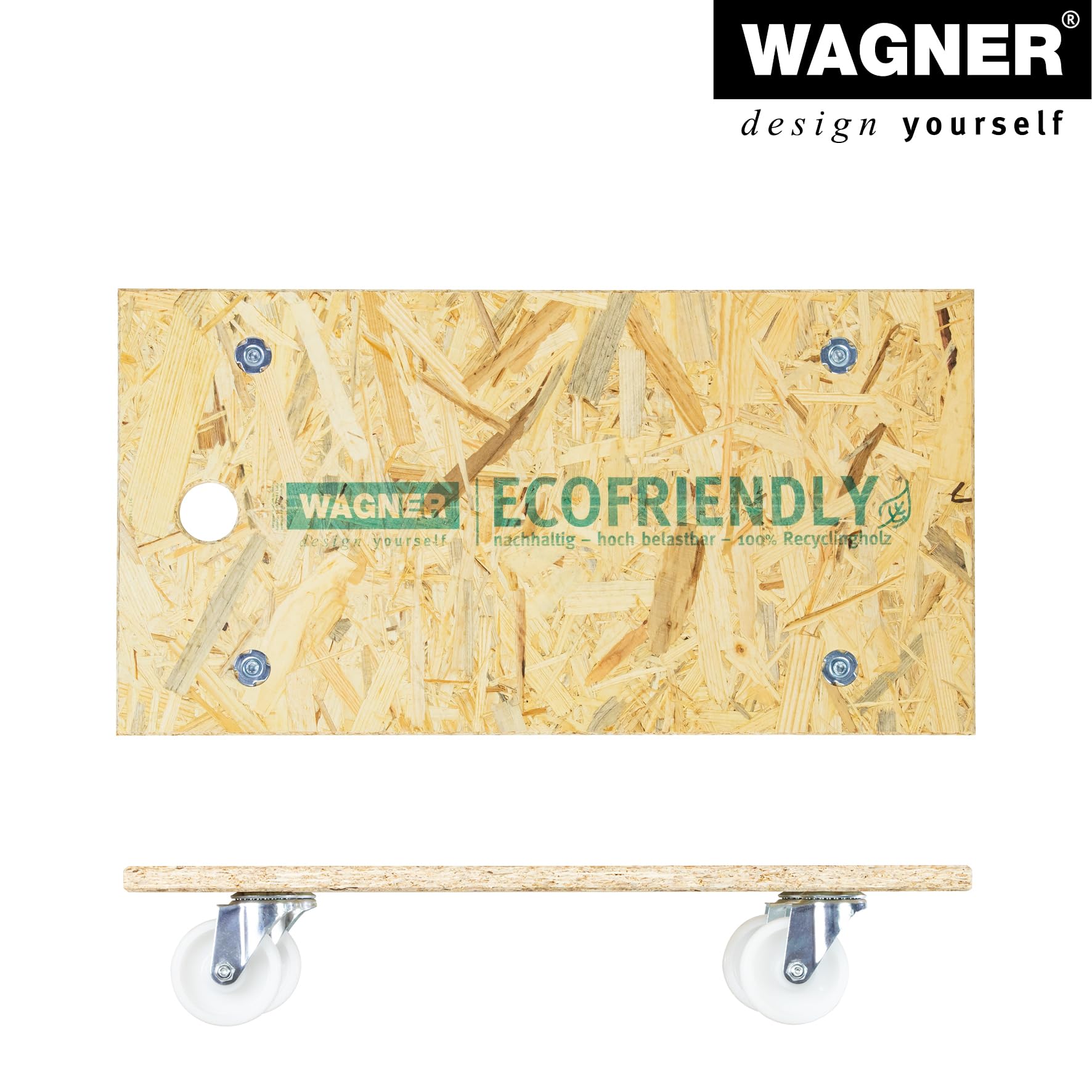 WAGNER Carrello da trasporto MM 1141 I 57,5 x 30 cm I ruote di trasporto soft a scorrimento facile per protezione del pavimento - per carichi pesanti I portata 250 kg - 20114101