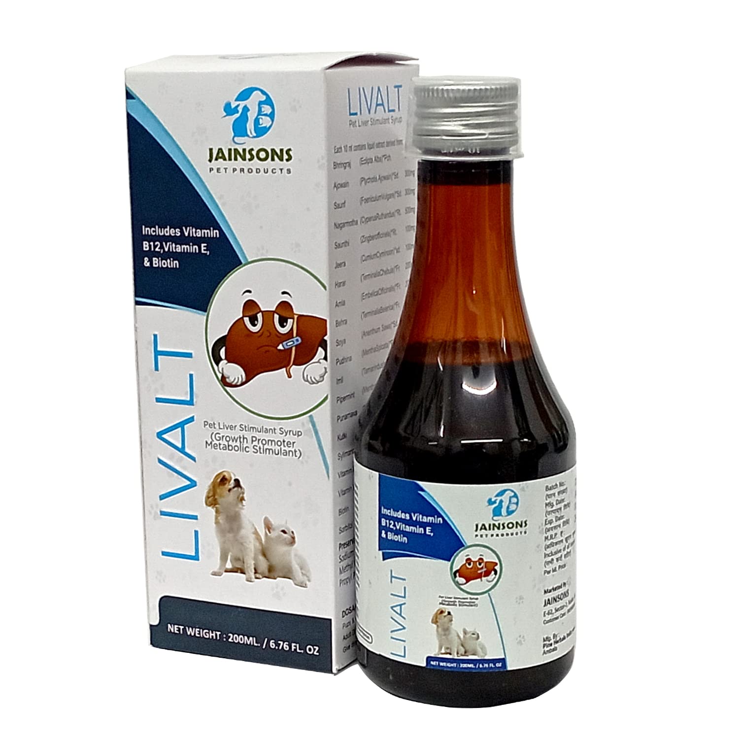 Jainsons Pet Products LIVALT Pet Liver Stimulant Syrup Growth Promoter Metabolic Stimulant, Includes Vitamin B12, Vitamin E & Biotin/Immune Support Supplement for Cats & Dogs (LIVALT) (B0C5531TK7) Amazon Price History, Amazon Price Tracker
