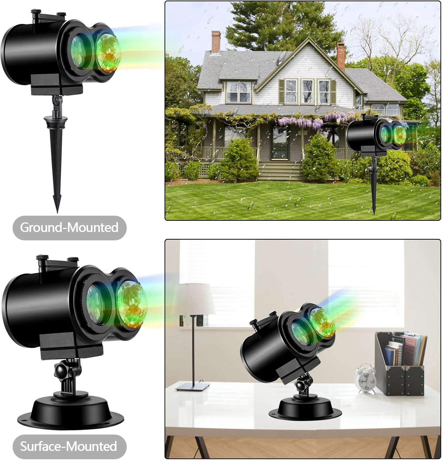 eletecpro Halloween Projector Light with 16 Slides Patterns & 10 Colors Ocean Wave, Party Decorative Lights with Remote Control, Waterproof Outdoor & Indoor Holiday Light (Black)