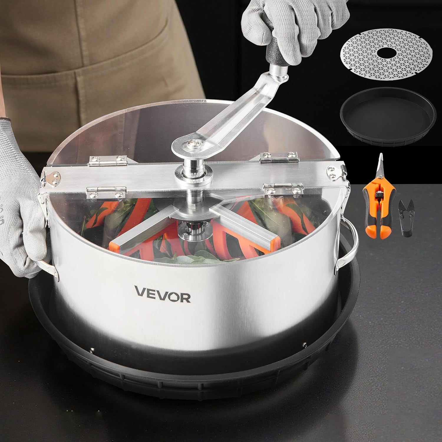 VEVOR Bud Leaf Bowl Trimmer 12" with Clear Lid