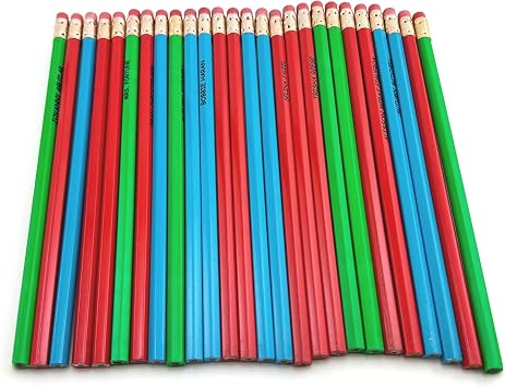 GRAPHITE Hexagon Misprint Pencils - 2 HB Lead, Multicolored Wood Designs, Unsharpened with Eraser - Ideal for Home, School and Office - Box of 144 Pcs