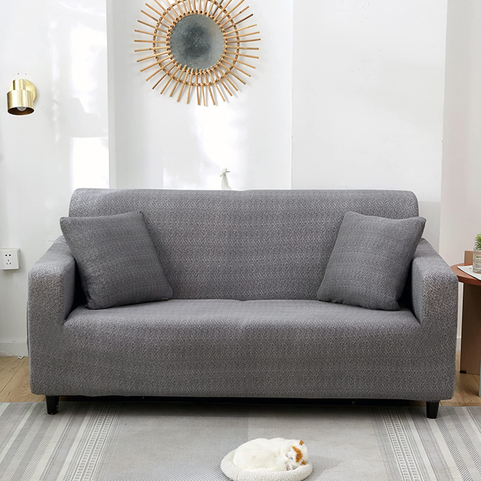 Housse de canapé extensible imperméable 2 places gris foncé pour causeuse
