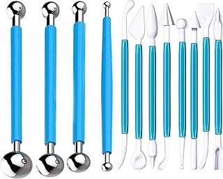 12PCS Cake Decorating Toolkit - Various Sizes Fondant Modeling Tools, Baking Tools, Clay Flower Molds, Sugarcraft Ball Shapers for DIY Cake Decoration
