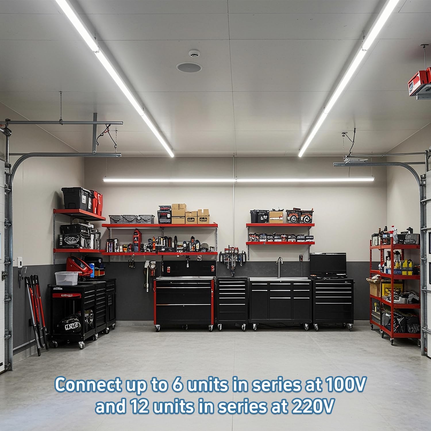 8FT LED Shop Light Fixtures, Commercial 8’ LED Strip Lights 80/70/60W 3/4/5000K Adjustable, Linkable Linear Lighting for Workshop, Warehouse, 0-10V Dimmable, Hardwired, 2Pack