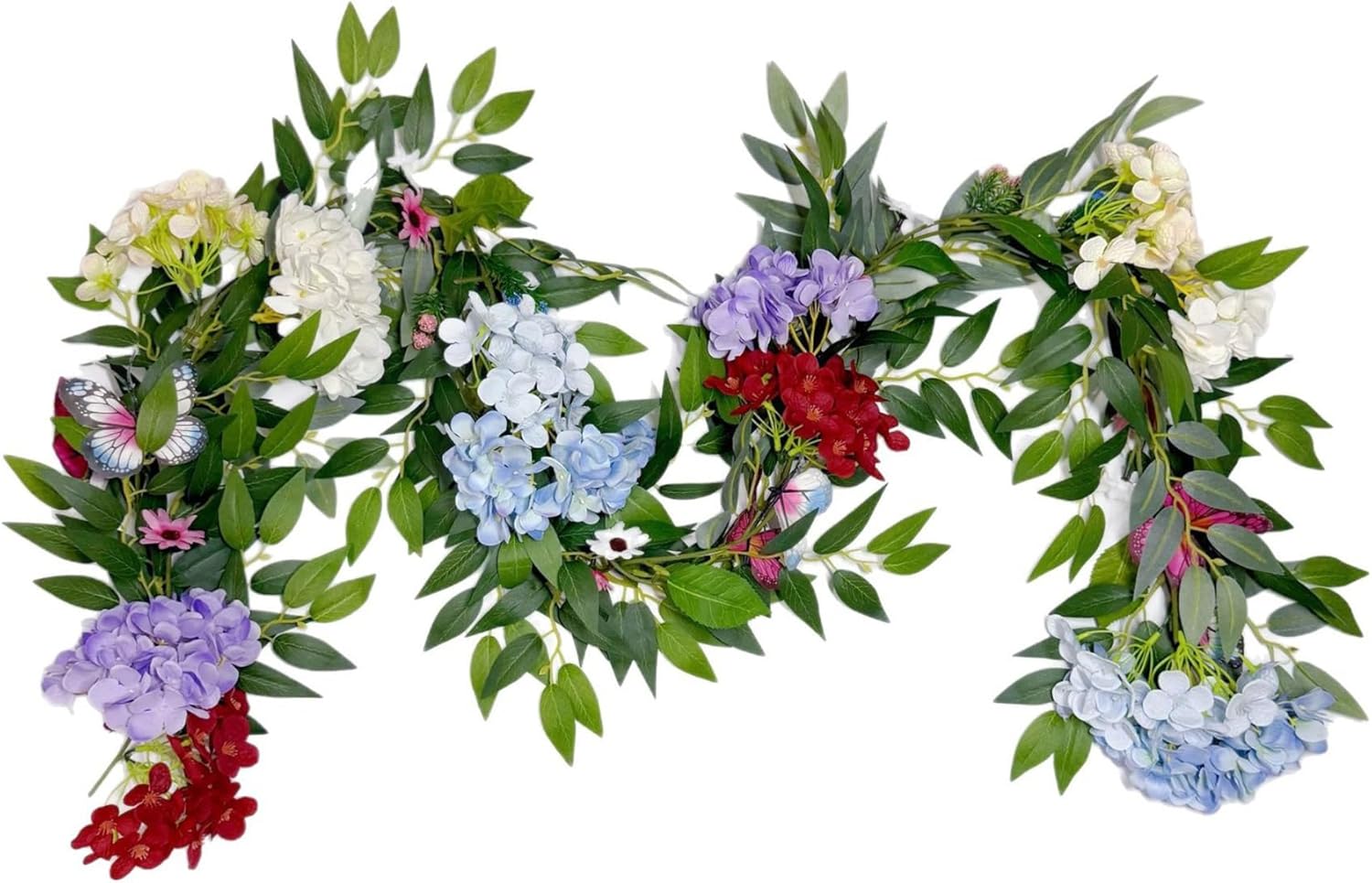 Rose Garland with Flowers, Artificial Fake Flower Greenery Spring Garland for Baby Shower Wedding Mantle Table Centerpiece Spring Decor Vine Decor, Floral Wreath (Pink Rose)